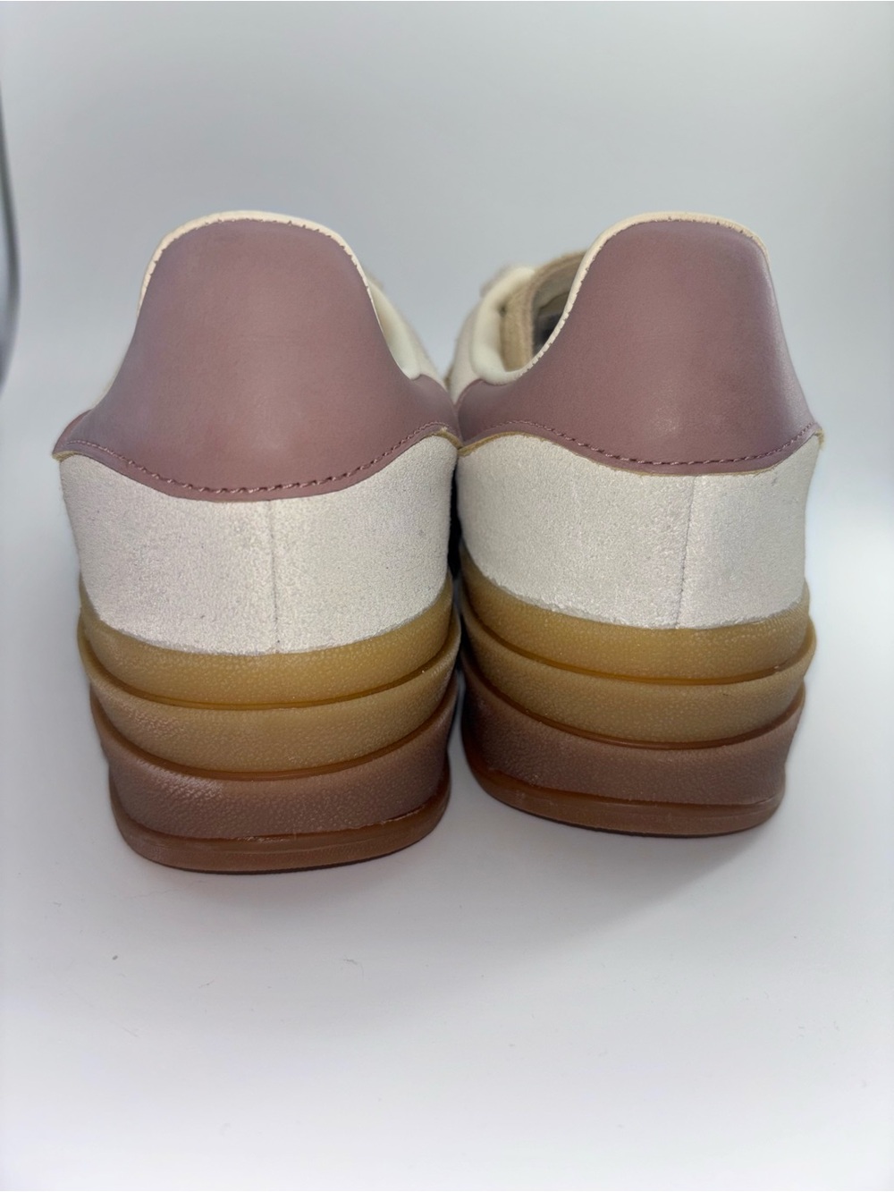 Adidas Original Gazelle Platform Suede Sneakers Cream/Clay/Sand Mauve Stripes W7 - Picture 4 of 8